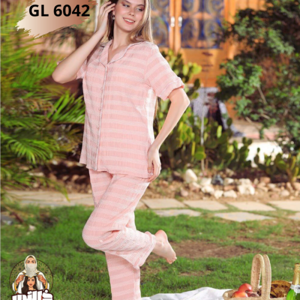 Pyjama chemise pantalon en lin